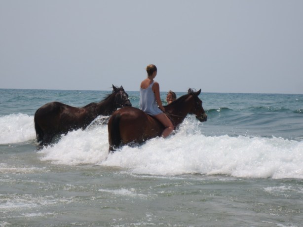 Refreshing swim in the lake to cool off