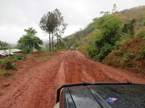 Tackling the muddy road the next day 